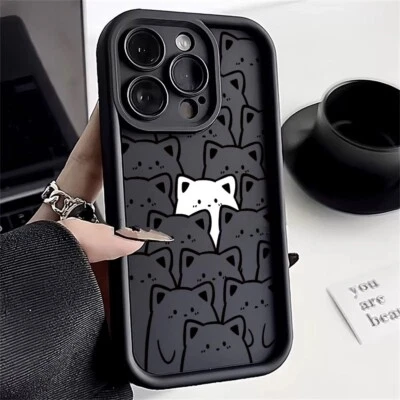 For iPhone Samsung Huawei Honor Xiaomi Case Crowd Cat ShockProof Phone Cover Hot - Image 1 of 4