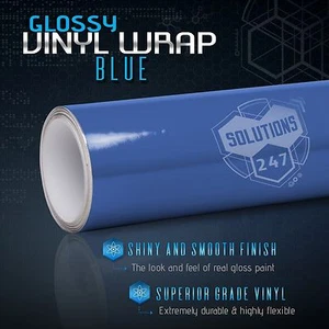 Gloss Blue Glossy Vinyl Wrap Film Decal Bubble Free Air Release - 12" x 60" In - Picture 1 of 8
