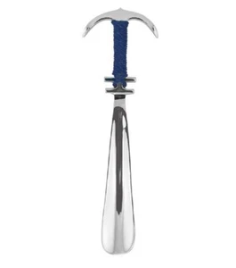 Schuhlöffel, silberner Schuhanzieher Anker mit Tau umwickelter Griff 26 cm - Bild 1 von 1