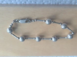 Sterling Silver Unique Ball Beaded Toggle Bracelet 7 1/4" - Picture 1 of 6