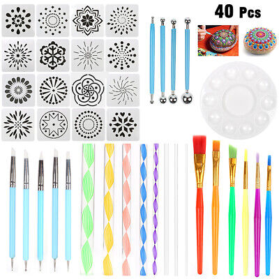 40PCS Mandala Dotting Tools Pen Rock Painting Kit Dot Art Paint Stencils Sets • 14.64€