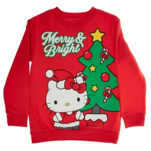 Hello Kitty Merry & Bright Christmas Crewneck Long Sleeve Pullover Sweatshirt - Bild 1 von 5
