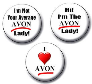 3 Avon Lady rep Buttons Pin 2.25" promote your business - Picture 1 of 1
