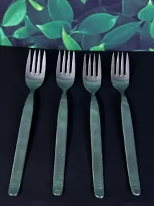 C HUGO POTT - 4 Stainless Satin 18/8 Dessert Forks - LINDEN - Rare gourmet - Picture 1 of 10