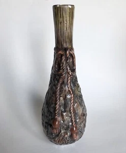 Vintage Ceramic Vase Bottle Brown Faux Rope Pirate Halloween Witch Lair - Picture 1 of 6