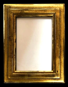 Cornice fotografica 4""x6"" dorata in originale foglia oro 22K - Foto 1 di 9