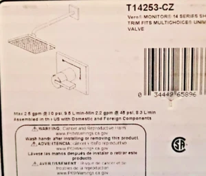 Borde de ducha Delta T14253-CZ Vero 2,5 gpm serie 14 en bronce champán - Imagen 1 de 1