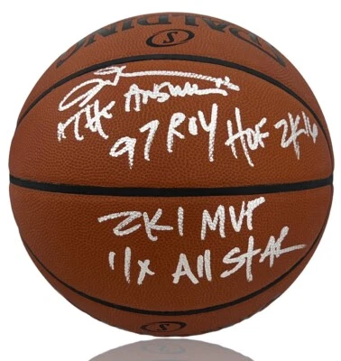 Allen Iverson Signed Game Basketball w/ "The Answer/97 ROY/2k1 MVP/HOF 2k16" JSA - Image 1 of 4