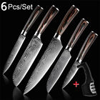 6er Kchenmesser Messerset Japanisches Damast Muster Edelstahl Messer Scharfes