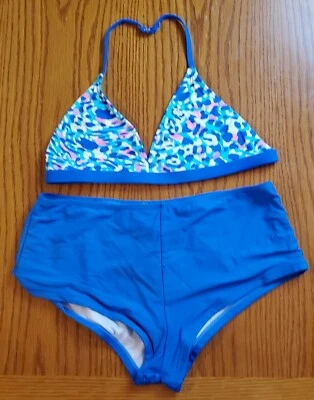Bikini Ocean Pacific Girls 14/16 XL 2 piezas. Traje de baño azul estampado animal  Foto 1 de 4
