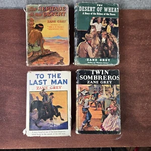 Zane Grey Lot of 4 VTG Books Twin Sombrero, Last Man, Desert of Wheat, Heritage - Picture 1 of 17