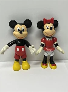 Vintage Disney Mickey & Minnie Mouse Articulated Figure  6 1/2 “ inches Plastic - Picture 1 of 11