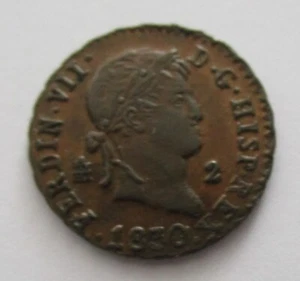 ESPAÑA, 221-FERNANDO VII, 2 MARAVEDIS 1830, SEGOVIA, GXF. - Imagen 1 de 2