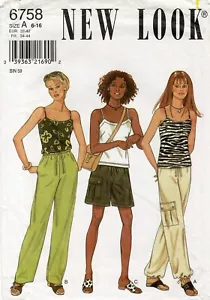 Pantalones cargo New Look 6758 con carcasa al tobillo, pantalones cortos cargo talla 6-14 CORTE COMPLETO AÑOS 90 - Imagen 1 de 6