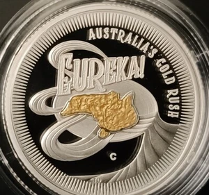 2020 $1 Silver Proof Coin Eureka Gold Rush C Mintmark With Gold Highlighting - Picture 1 of 8