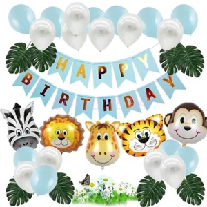 Animal Jungle Happy Birthday Banner Foil Balloons Set Party Decoration Balloons - Picture 1 of 51