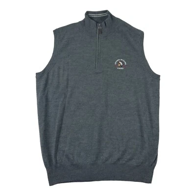 Peter Millar Gray Siwandy Pure Merino Wool 1/2 Zip Mens Sweater Size M - Image 1 of 4