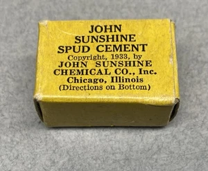 Scatola pubblicitaria vintage John Sunshine Spud cemento con contenuto Chicago - Foto 1 di 8