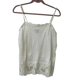 American Eagle Women Sz Large White Lace Cami Tank Top Y2K Preppy Fairy Coquette - Picture 1 of 7