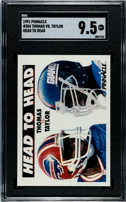 1991 Pinnacle #354 Thurman Thomas vs Lawrence Taylor Head 2 Head SGC 9.5 MINT+ - Image 1 of 2