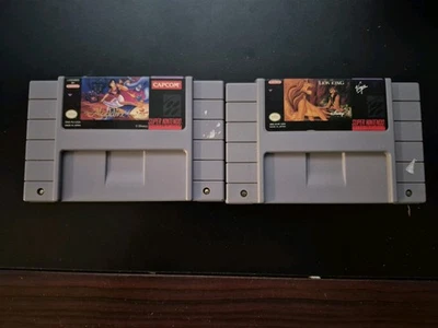 Disney's Aladdin And Lion King SNES Super Nintendo Cleaned Tested Authentic - Image 1 of 2