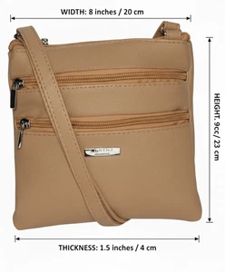 Lorenz Small PU Leather Handbag Twin Zip Crossbody Bag with Built-In Organiser - Picture 1 of 2