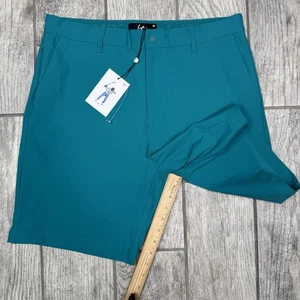 Eastside Golf Tech Shorts Teal Blue Outdoor Logo Pockets NWT Non-Slip Waist 32 - Picture 1 of 11