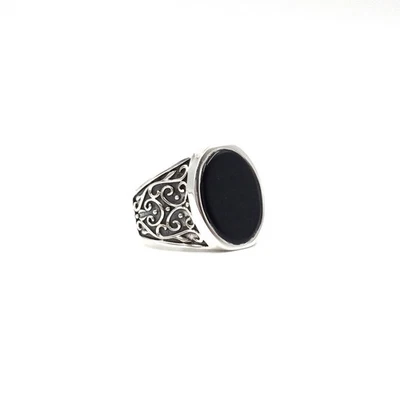Anillo de plata 925 anillo de banda de ónix negro joyería maciza para... - Imagen 1 de 4