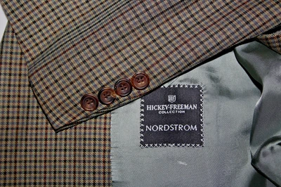 HICKEY FREEMAN Men's 46R Wool Silk Canterbury Check Blazer USA 2B 1-Vent - Image 1 of 4