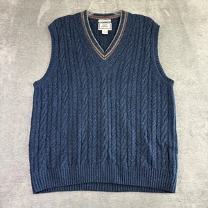 Jos A Bank 1905 Mens L Blue Sweater Vest Cable Knit Wool Blend Italian Yarn - Picture 1 of 8