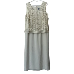 R&M Richards langes ärmelloses Kleid Häkelspitze Schlitze formell Cottagecore 16 - Bild 1 von 17