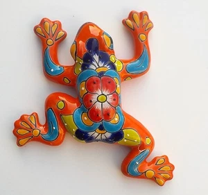 MEXICAN TALAVERA POTTERY FROG SCULPTURE 11" X 10 1/2" - Picture 1 of 3