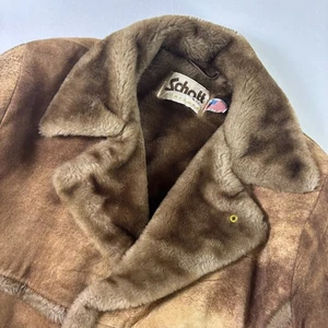 Vintage Schott Suede Leather Jacket Men's 46 Brown Shearling Fur Lined Rancher - Picture 1 of 13