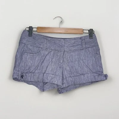 Pantalones Cortos Vintage Y2K Para Mujer Charolette Ruso Lino Algodón Rayas Gris Talla 3 Foto 1 de 4
