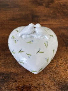 Chamart Limoges Blumen Herz Liebe Vögel Schmuckkästchen Schmuck Halter Braut Frankreich - Bild 1 von 8