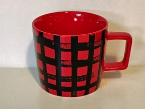 Starbucks Coffee Mug Red Black Buffalo Checkered Square Handle 2016 Holiday - Picture 1 of 3