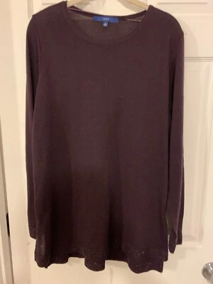 Apt9 Acrylic 1x Sweater Eggplant Color Glitter On Bottom And Sleeves - Image 1 of 4