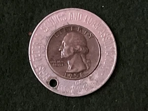 1958 Encased Silver Quarter, First Federal Savings and Loan of Broward Co - T4 - Bild 1 von 2