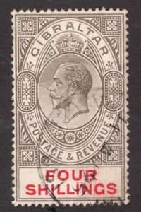 1921 Gibraltar Sc# 88 - Four Shillings, KGV. Used Cv$130 - Picture 1 of 1