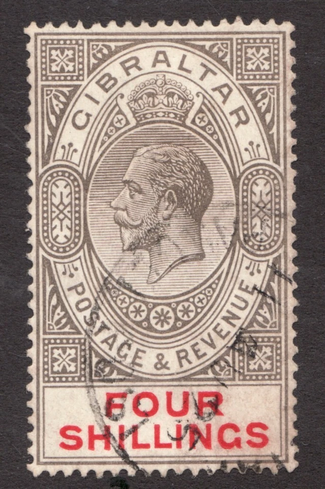 1921 Gibraltar Sc# 88 - Four Shillings, KGV. Used Cv$130 - Image 1 of 1