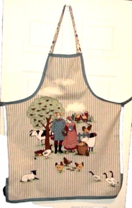 VINTAGE LATZSCHÜRZE BAUERN MIT IHRER ERNTE LEBENDIGE FARBEN - Bild 1 von 4