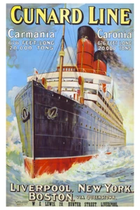 Cunard Line Carmania Caronia Ships Ocean Liners Ad Advertising Poster Print XL - Picture 1 of 1