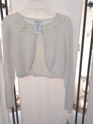 Cárdigan Bonnie Jean IVO con escote adornado con flores, color crema, talla L Foto 1 de 4
