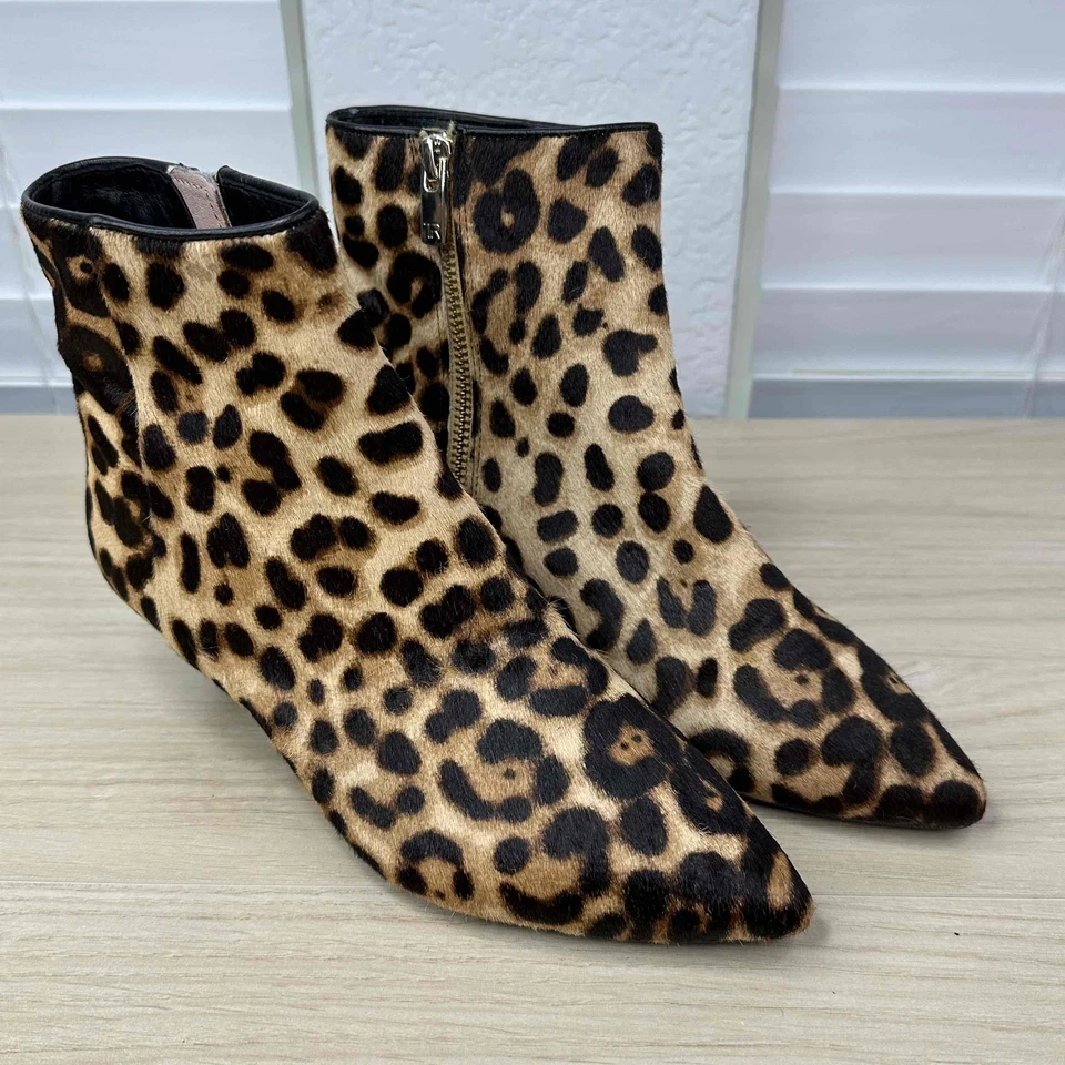 Taryn Rose Boots Womens Size 5.5B Leopard Kitten Heel Bold Ankle Zip Boots - Image 1 of 4