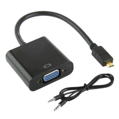 22cm Full HD 1080P Micro HDMI Male to VGA Female Video Adapter Cable with Audio  - Image 1 of 4