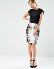 Ted Baker 'Forget Me Not' Black Floral Pencil Skirt, Size Medium (3)