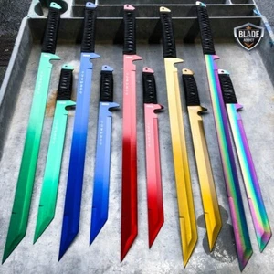 2PC 27" & 18" NINJA SWORD Fixed Blade Samurai Machete Katana KNIFE + Sheath NEW - Picture 1 of 9