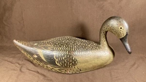 Decoia anatra vintage intagliata a mano legno massello dipinta a mano rara - Foto 1 di 15
