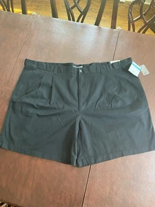 COMFORT ZONE Big & Tall Mens Size 52 Black 100% Cotton Pleated Shorts NEW - Picture 1 of 6