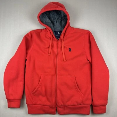 Men’s Polo Association Red Zip Up Sherpa Lined Hoodie Size Medium - Image 1 of 4
